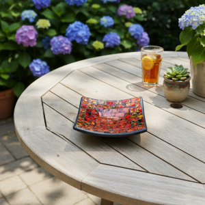 tonschale mit glasintarsien – handgemacht ca. 15 cm – in orange combination