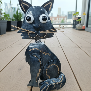 metallhund fridolin mit spiralhals – handgefertigte metalldeko für innen außen