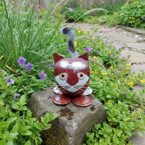 metallkater henry mit spiralhals – handgefertigte deko für innen & außen – ein hingucker