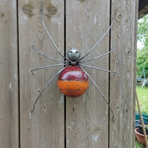 metall spinne "hubertus" 40 cm rot orange silber – tauchgrundiert & klarlackiert – wetterfest